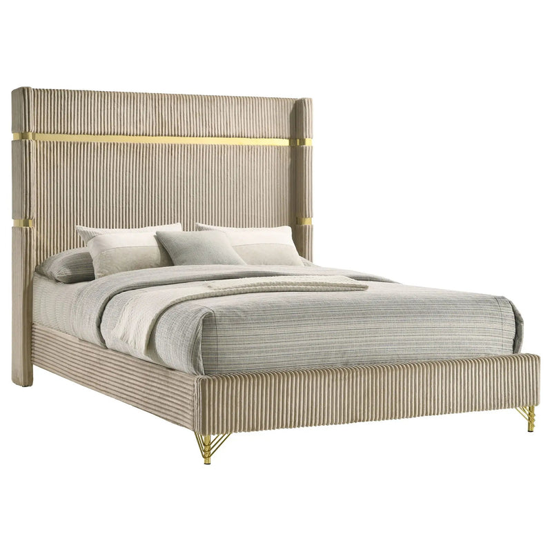 Lucia 61-inch Upholstered Eastern King Wingback Bed Beige by Unique Piece Furniture
