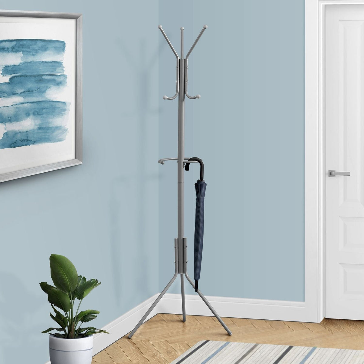 Coat Rack, Hall Tree, Free Standing, Hanging Bar, 6 Hooks, Entryway, Contemporary & Modern, photo 10 of 10