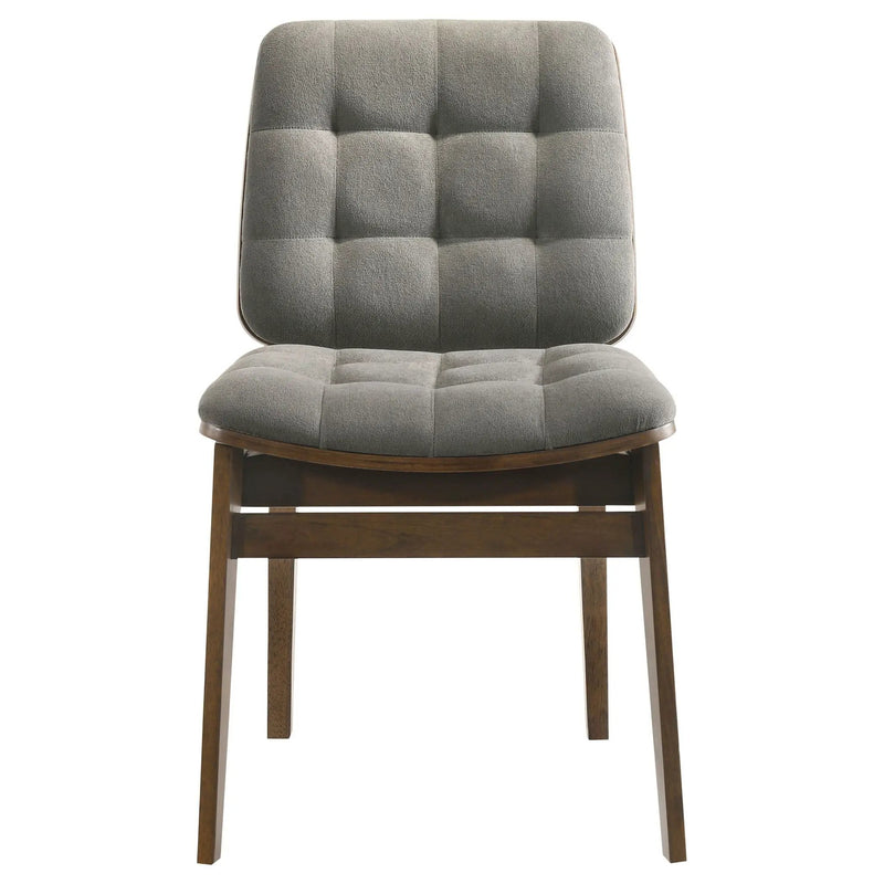 Redbridge Velvet Upholstered Side Chair Grey and Walnut (Set of 2) by Unique Piece Furniture