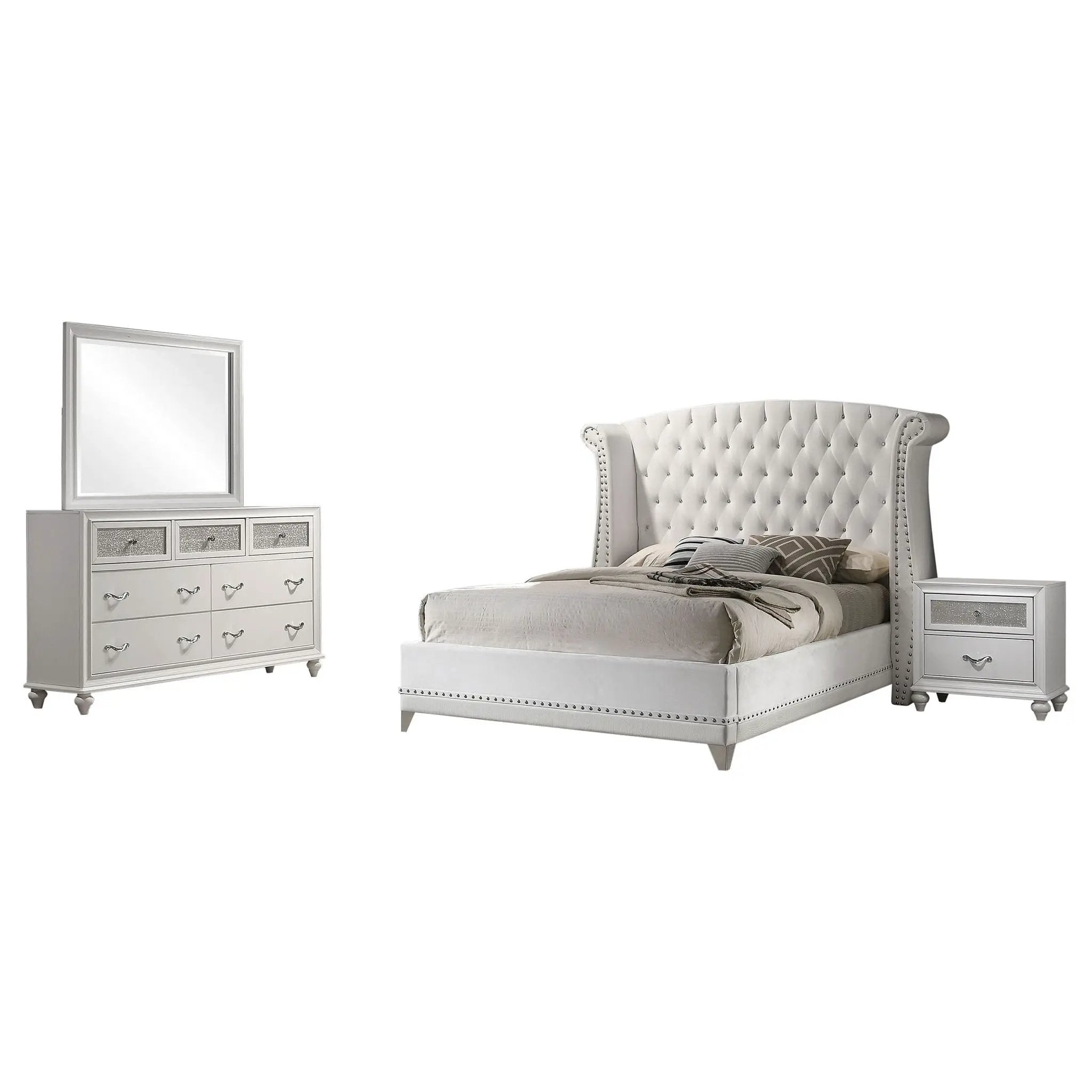 Barzini 4-piece California King Bedroom Set White by Unique Piece Furniture