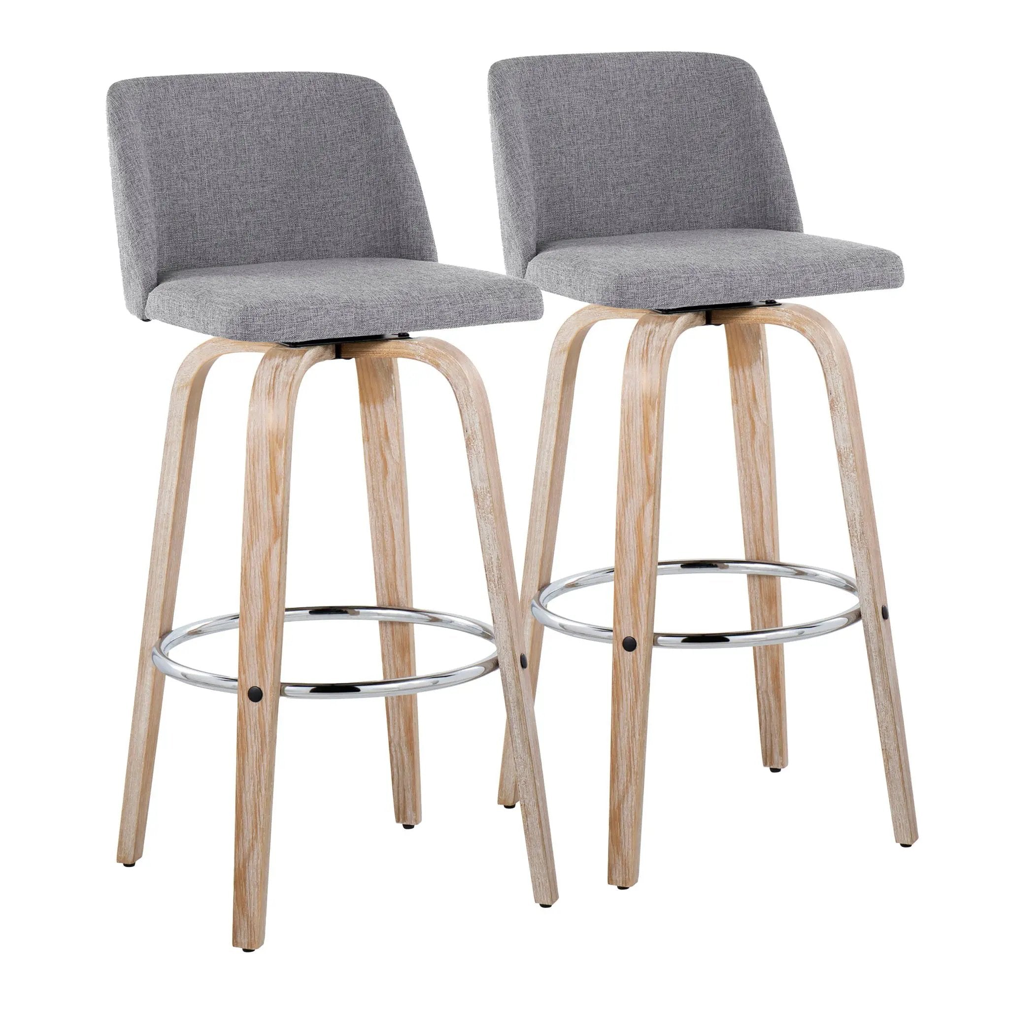 Toriano - Contemporary Fixed Height Barstool With Swivel & Round Footrest (Set of 2) by HouseOfZazla