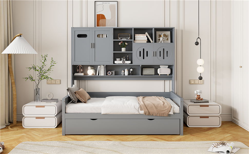 Daybed With All-In-One Cabinet And Shelf by HouseOfZazla