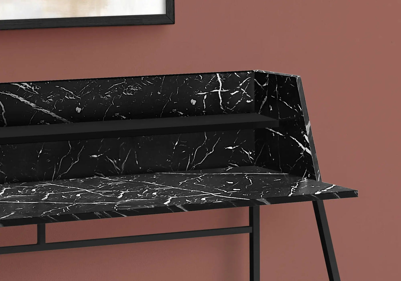 Computer Desk for Home Office with Marble Look and Storage Shelves by HouseOfZazla