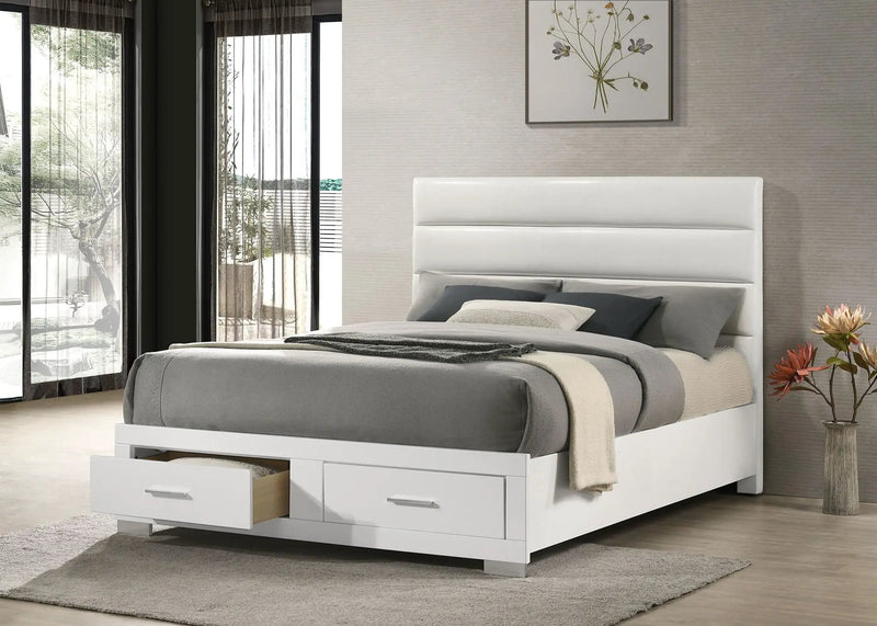 Felicity California King Storage Bed White High Gloss by Unique Piece Furniture