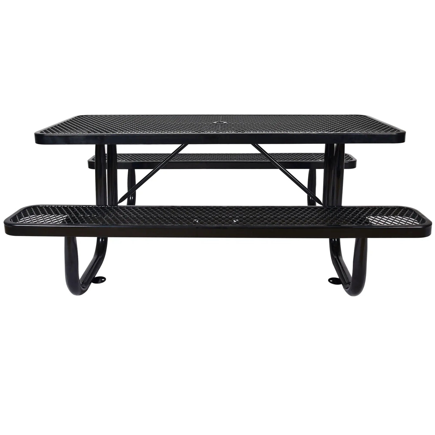 Rectangular Outdoor Steel Picnic Table With Umbrella Pole by Unique Piece Furniture