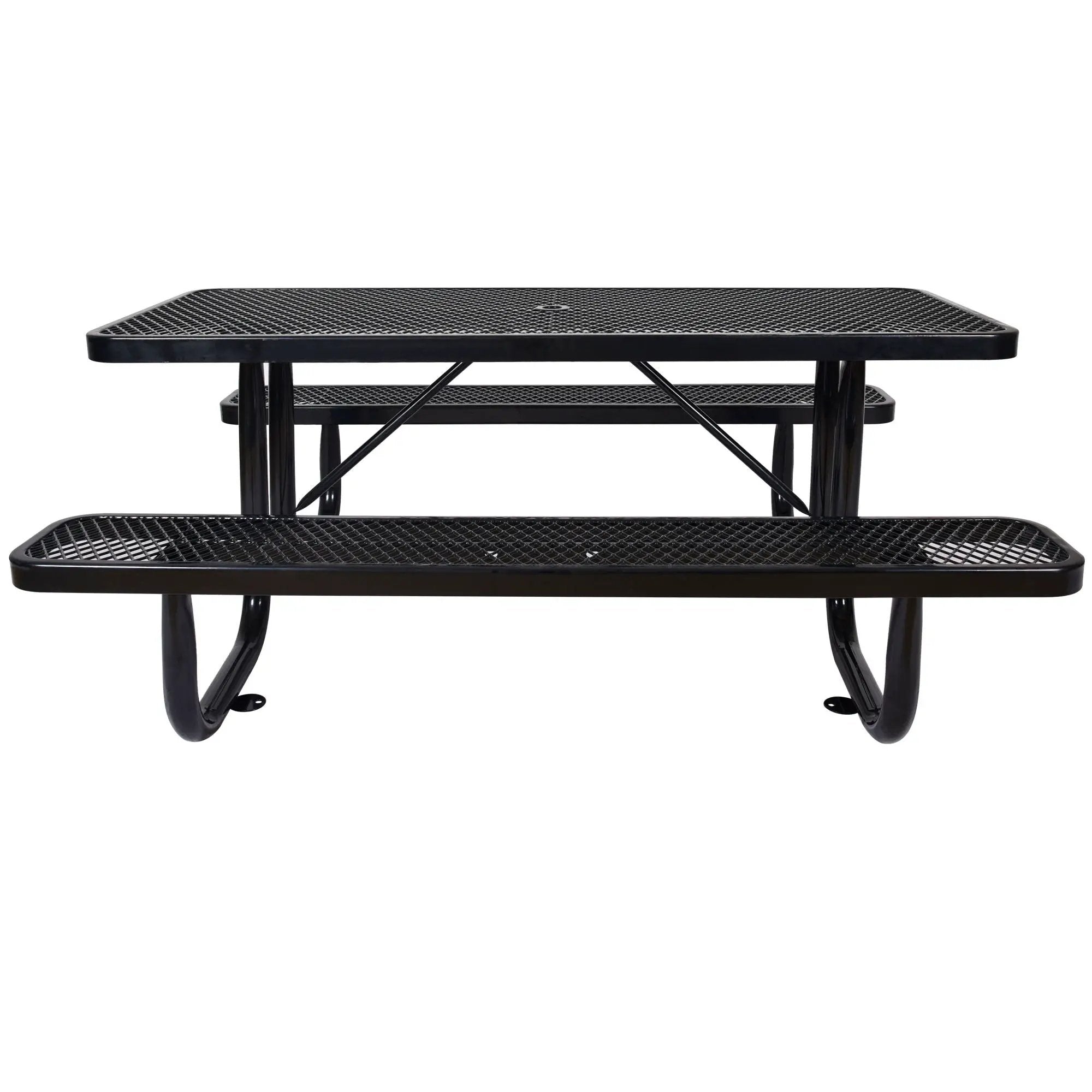 Rectangular Outdoor Steel Picnic Table With Umbrella Pole by Unique Piece Furniture