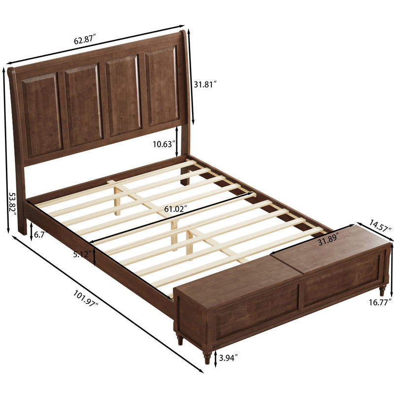 Sleigh Bed Frame With Tall Headboard And Storage Bench by HouseOfZazla