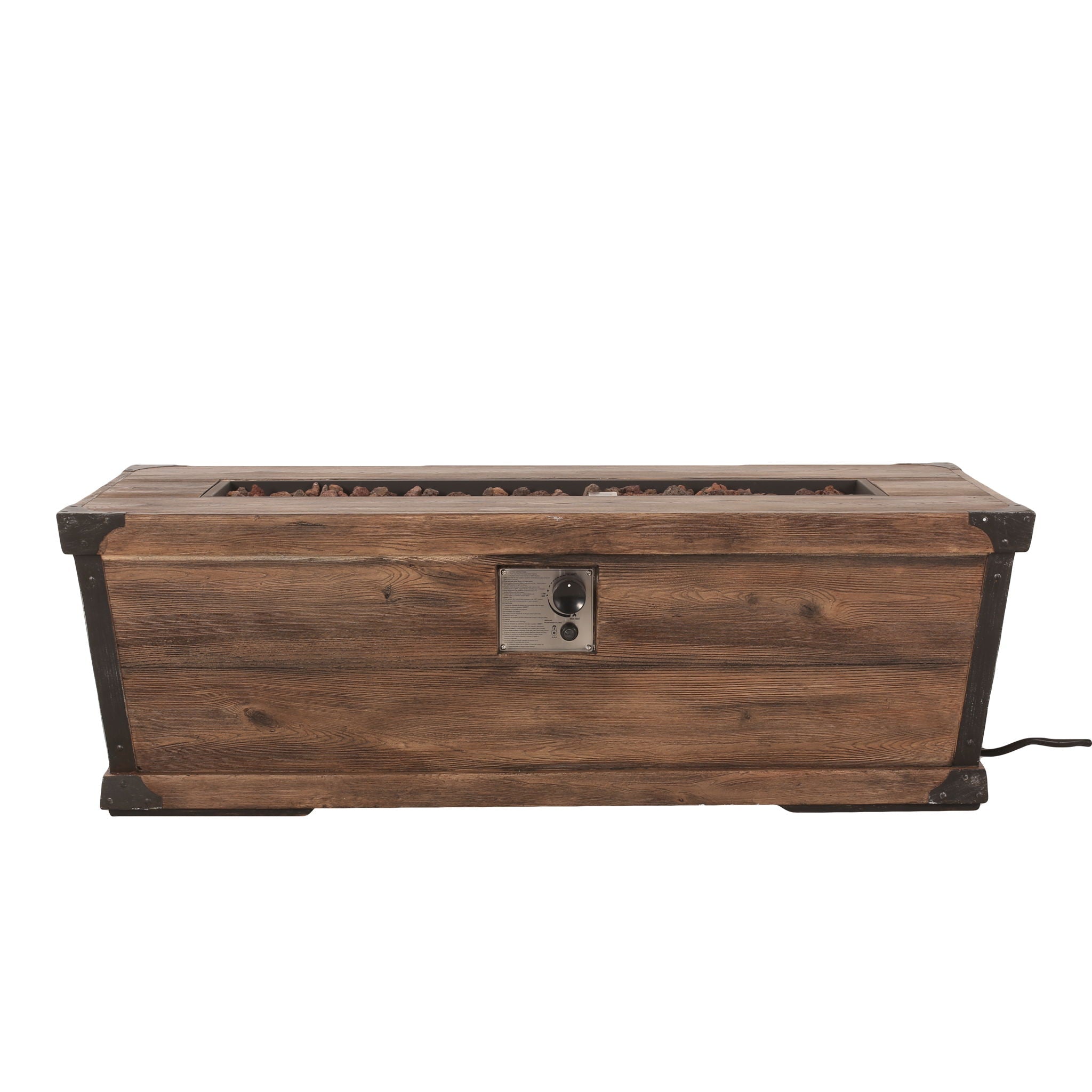 Outdoor Patio Rectangle Gas Burning Fire Pit - Wood Pattern by HouseOfZazla