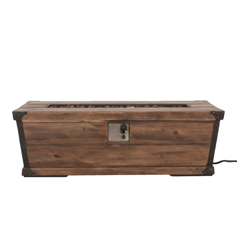 Outdoor Patio Rectangle Gas Burning Fire Pit - Wood Pattern by HouseOfZazla