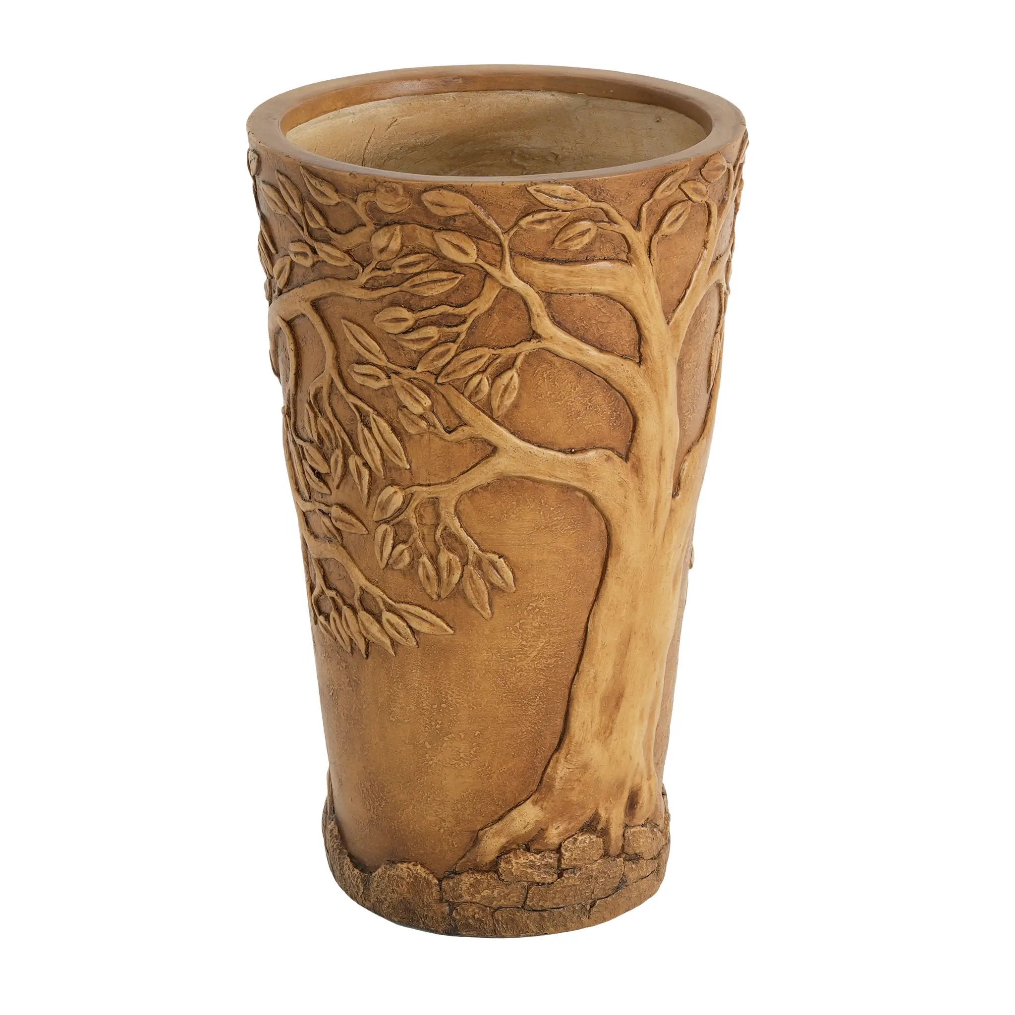 Tall Antique Bronze Tree-Embossed MGO Planter by HouseOfZazla