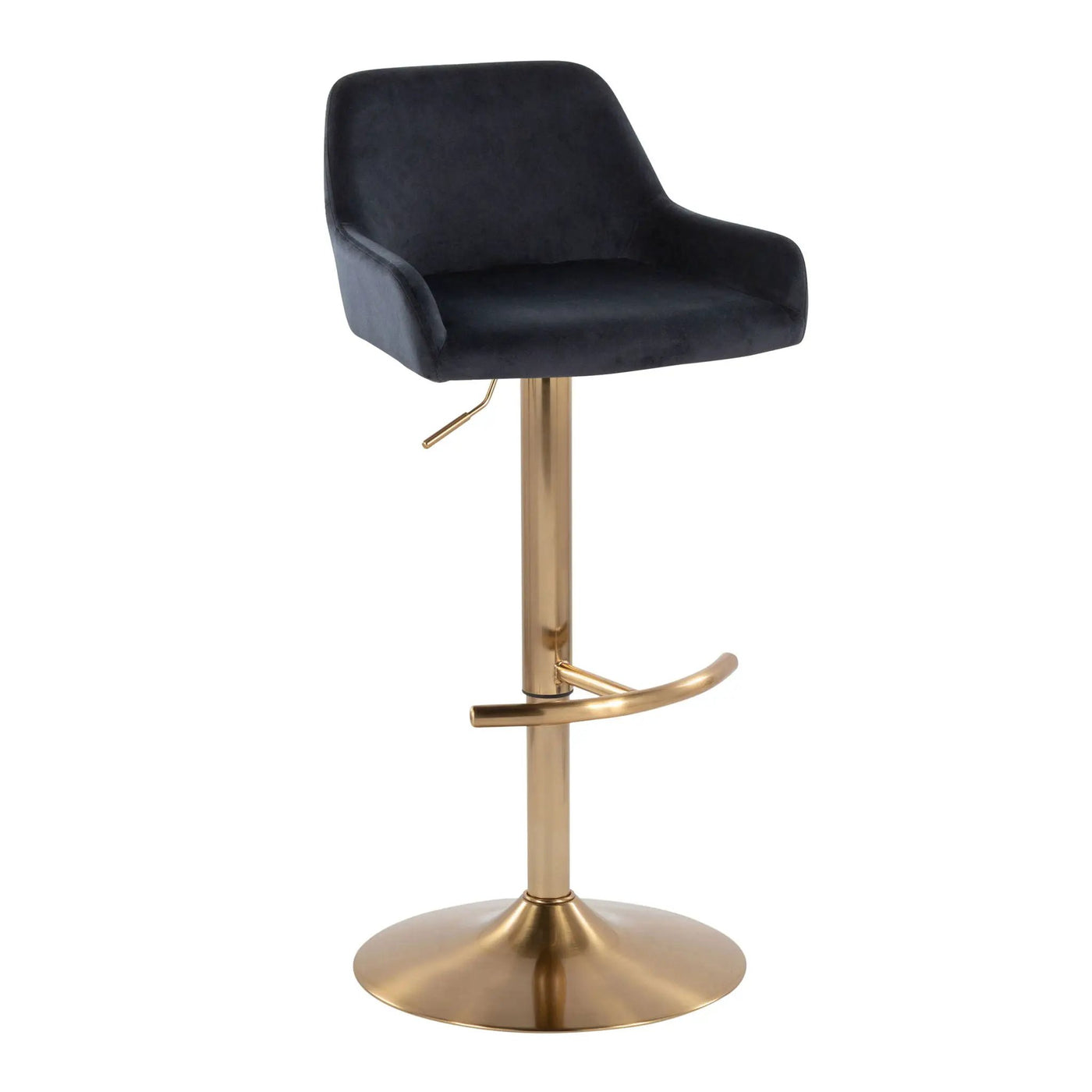 Daniella - Contemporary Adjustable Barstool With Swivel With Rounded T Footrest (Set of 2) by HouseOfZazla