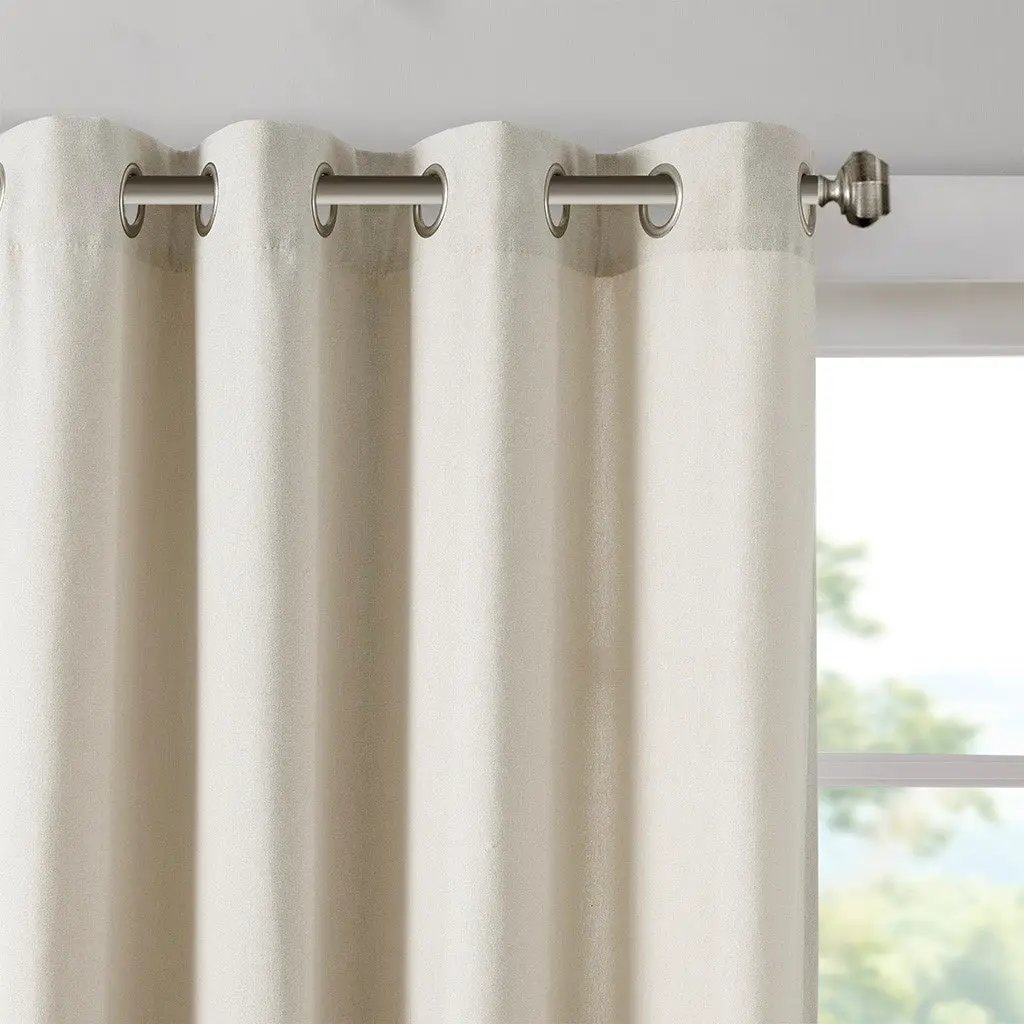 Plaid Rod Pocket and Back Tab Curtain Panel with Fleece Lining Natural 50x84" by HouseOfZazla