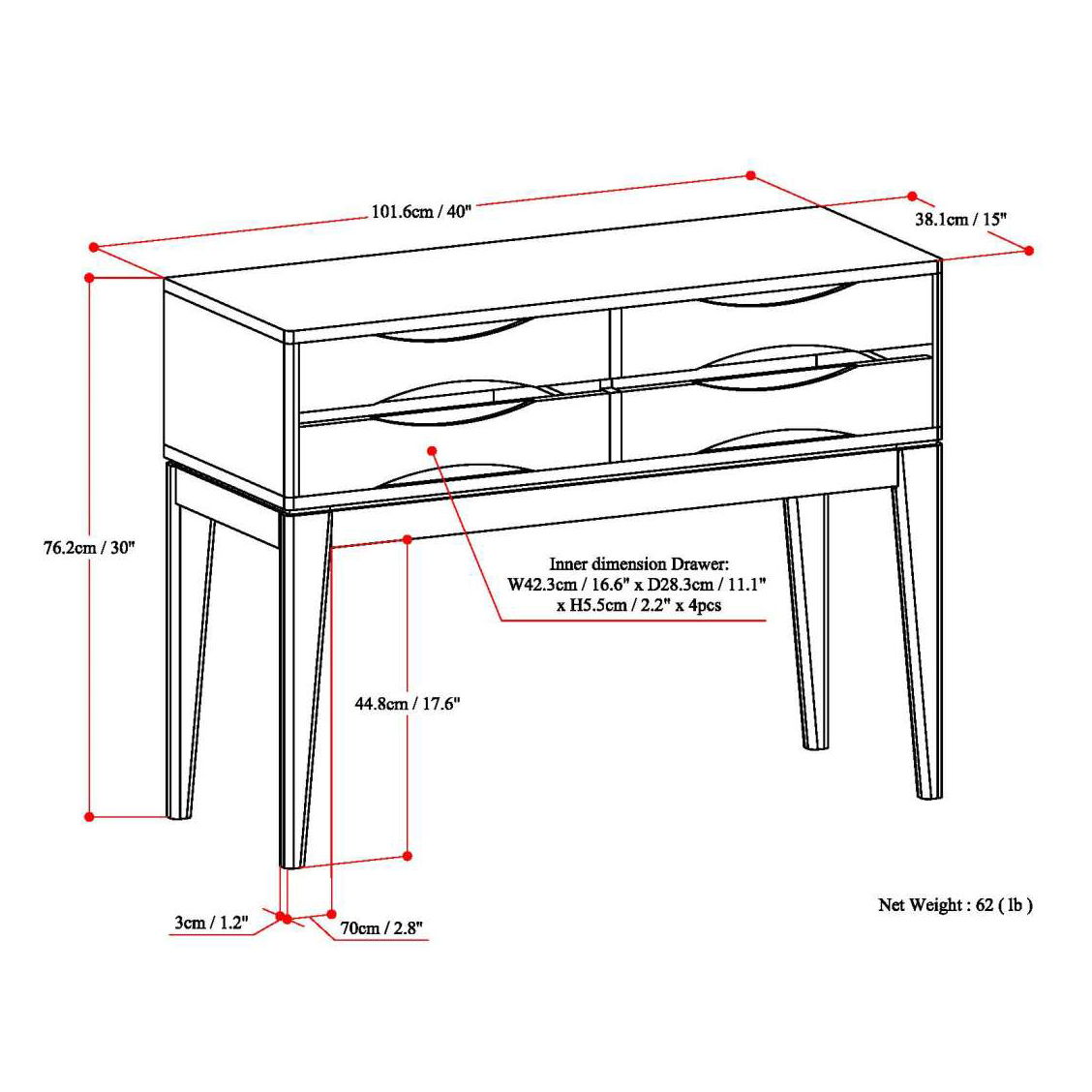 Harper - Hallway Console Table - Walnut Brown by HouseOfZazla
