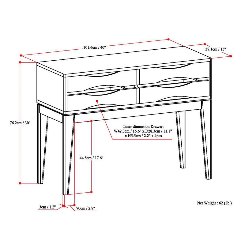 Harper - Hallway Console Table - Walnut Brown by HouseOfZazla