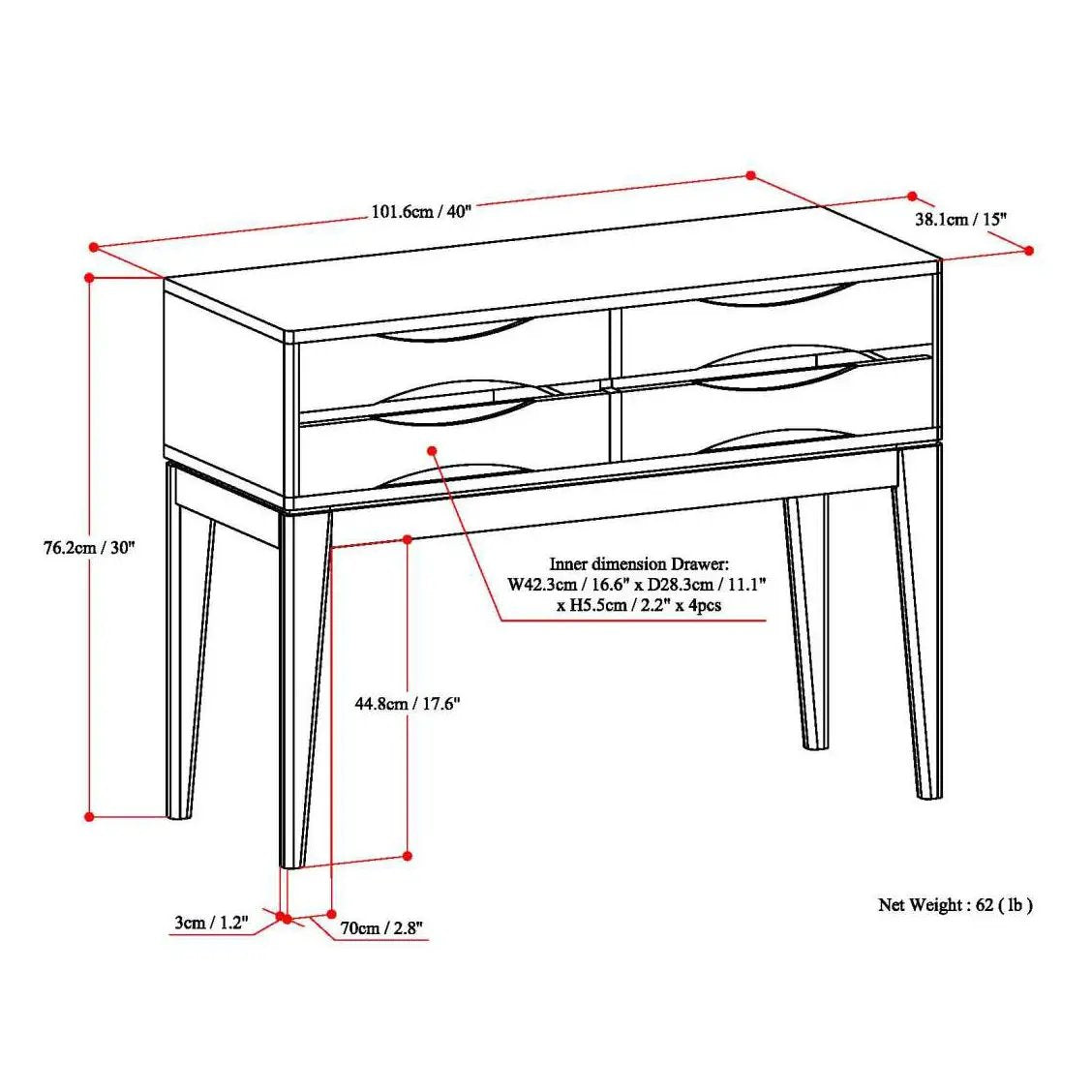 Harper - Hallway Console Table - Walnut Brown by Unique Piece Furniture
