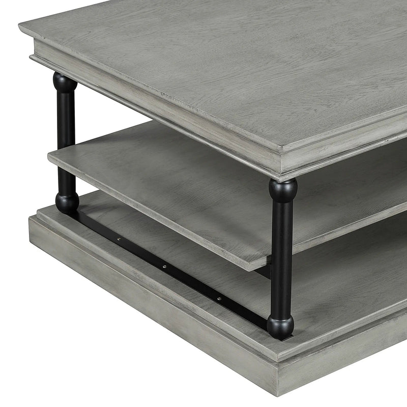 55.1" Wood Coffee Table with Storage Shelves by HouseOfZazla
