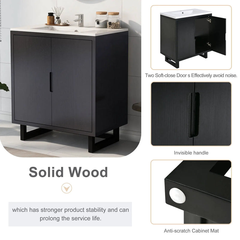 Bathroom Vanity Set With Sink, Combo Cabinet, Bathroom Storage Cabinet, Solid Wood Frame by Unique Piece Furniture