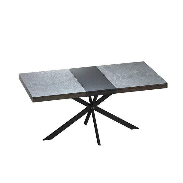 Rectangular Stretch Dining Table With 4 Chairs - Black / Gray