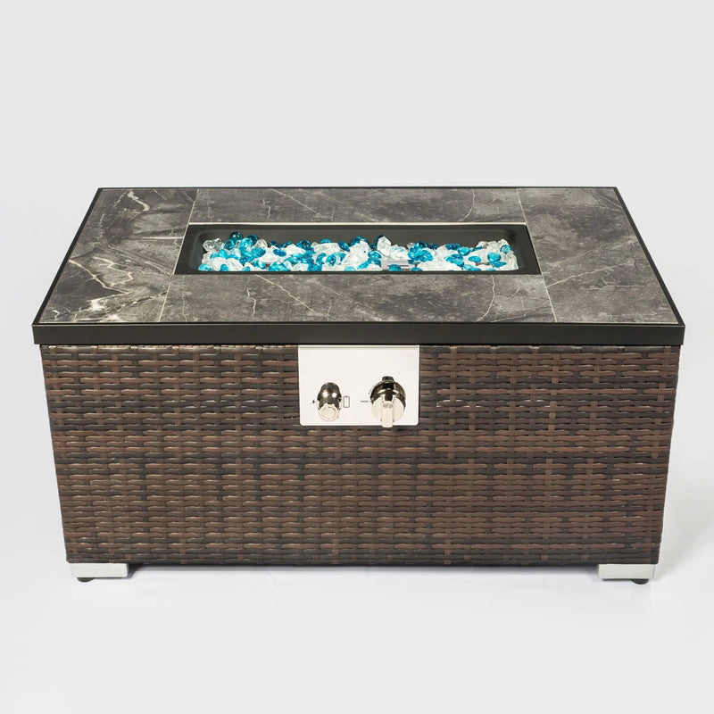 Outdoor Propane Fire Pit Table - Brown by HouseOfZazla