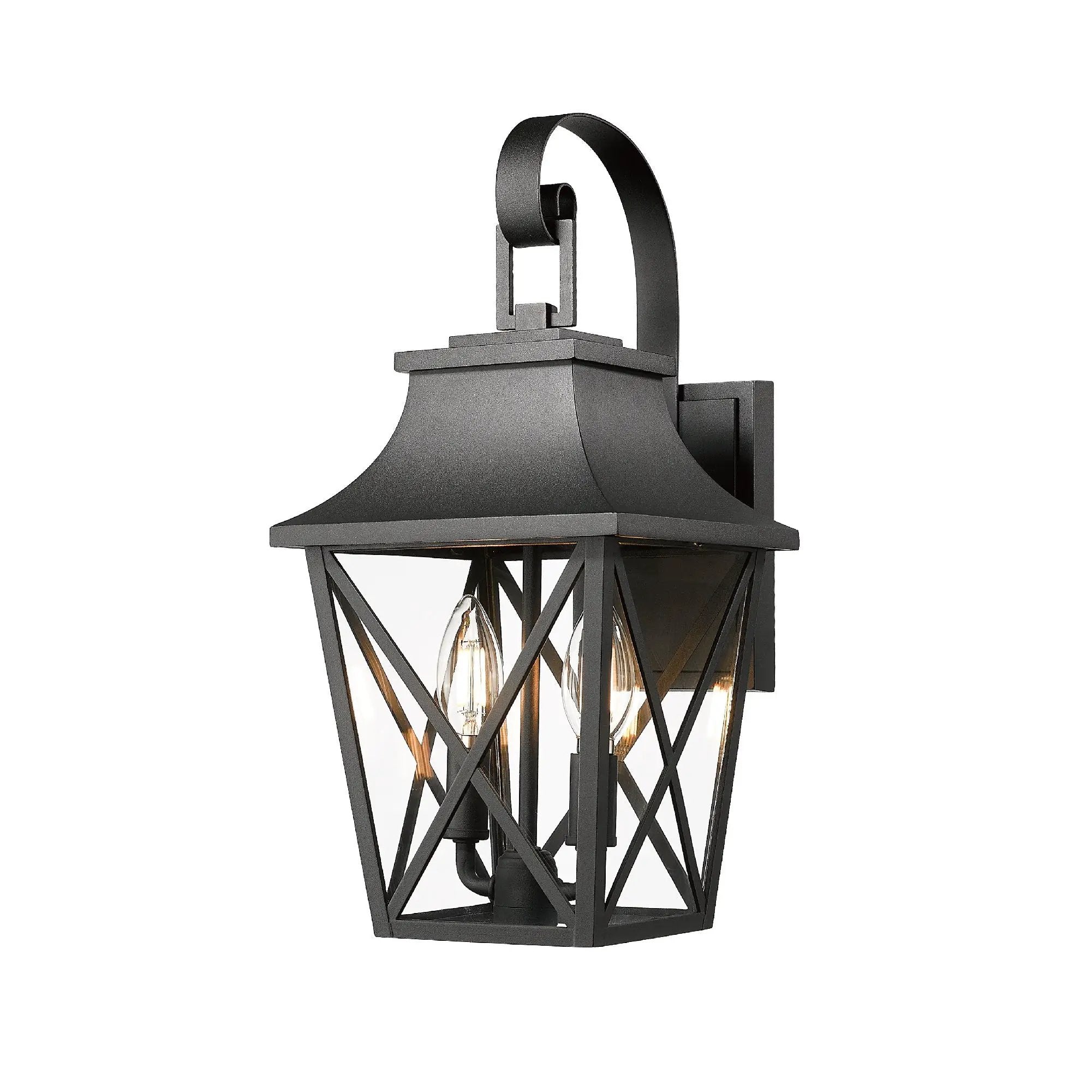 Black Outdoor Wall Lantern 2-Light by HouseOfZazla