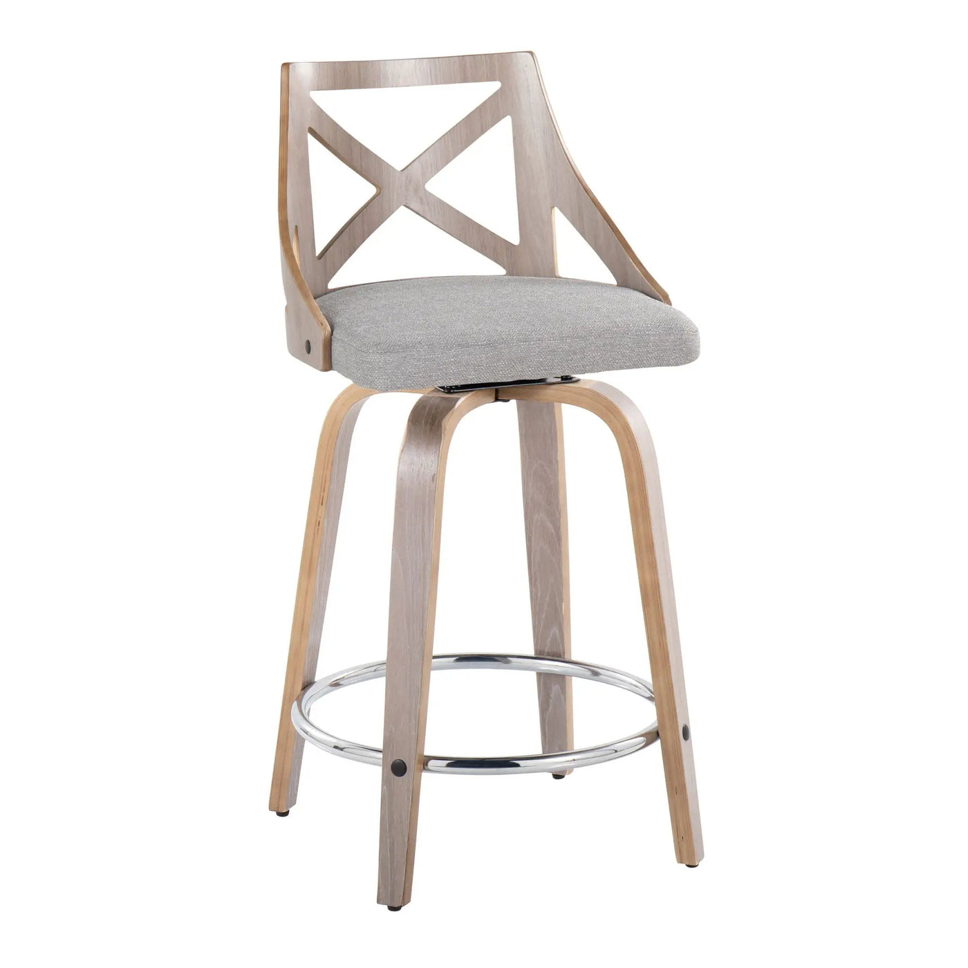 Charlotte - Farmhouse Fixed Height Counter Stool & Swivel With Round Footrest (Set of 2) by HouseOfZazla