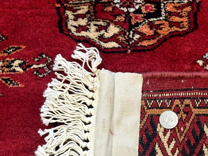 Red Turkoman Bokhara Rug 8x11, Pakistani Turkmen Carpet, Vintage Traditional Area Rug by Jewel Rugs