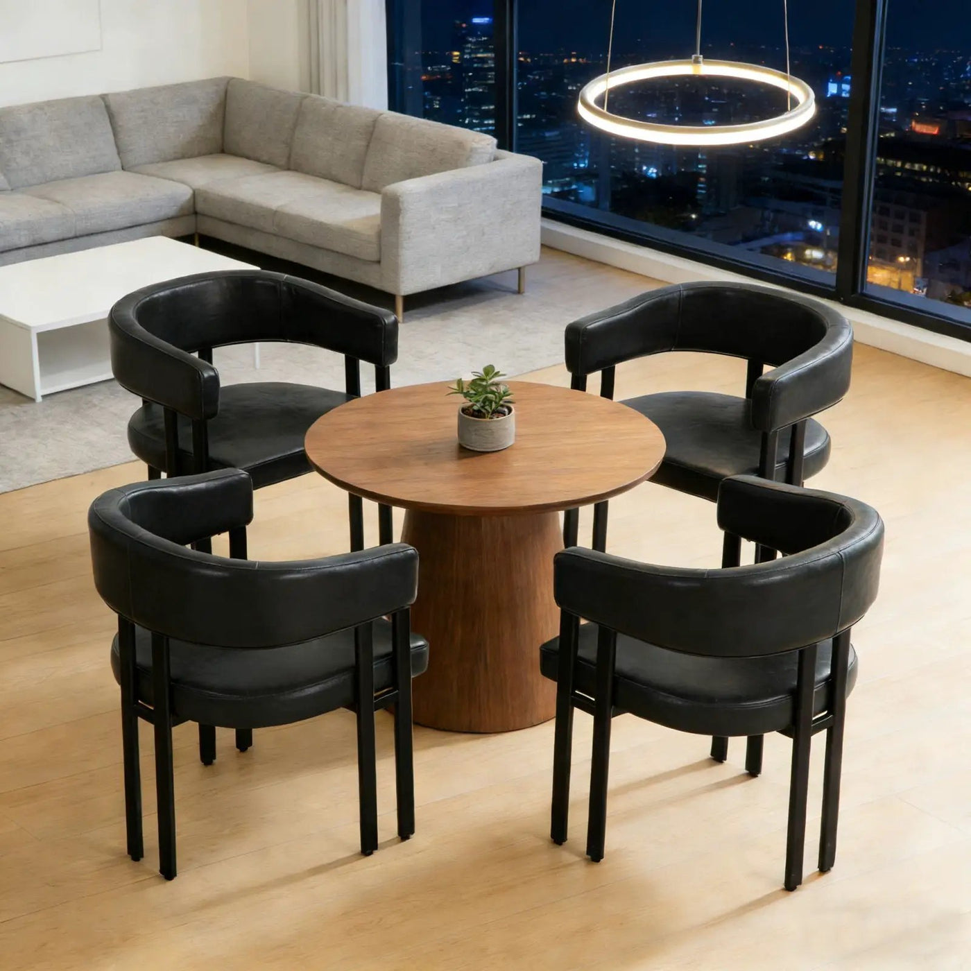 Modern Dining Upholstered Barrel Chair With Curved Back And Armrests by HouseOfZazla