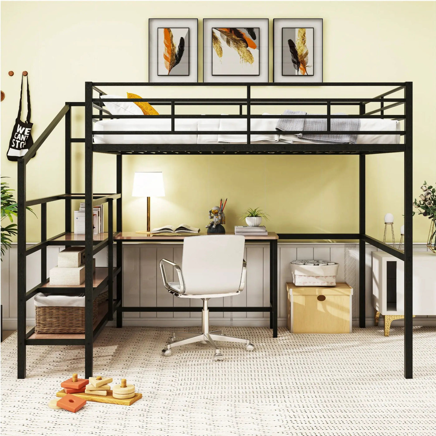 Loft Bed With Desk And Lateral Storage Ladder by HouseOfZazla