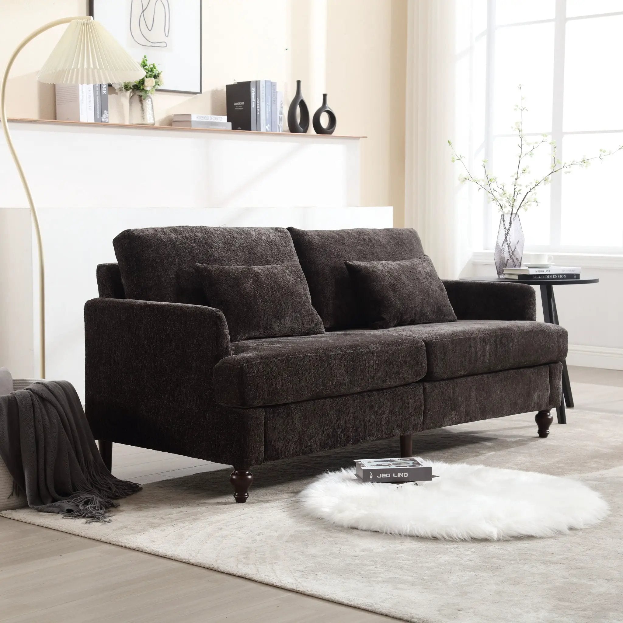 Mid Century Modern Fabric Loveseat Sofa, 2 Seat Upholstered Couch by HouseOfZazla