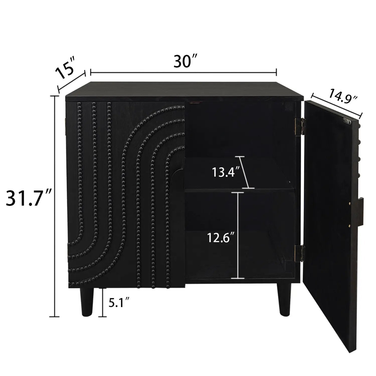Modern Black Wood Storage Cabinet with Decorative Door by HouseOfZazla