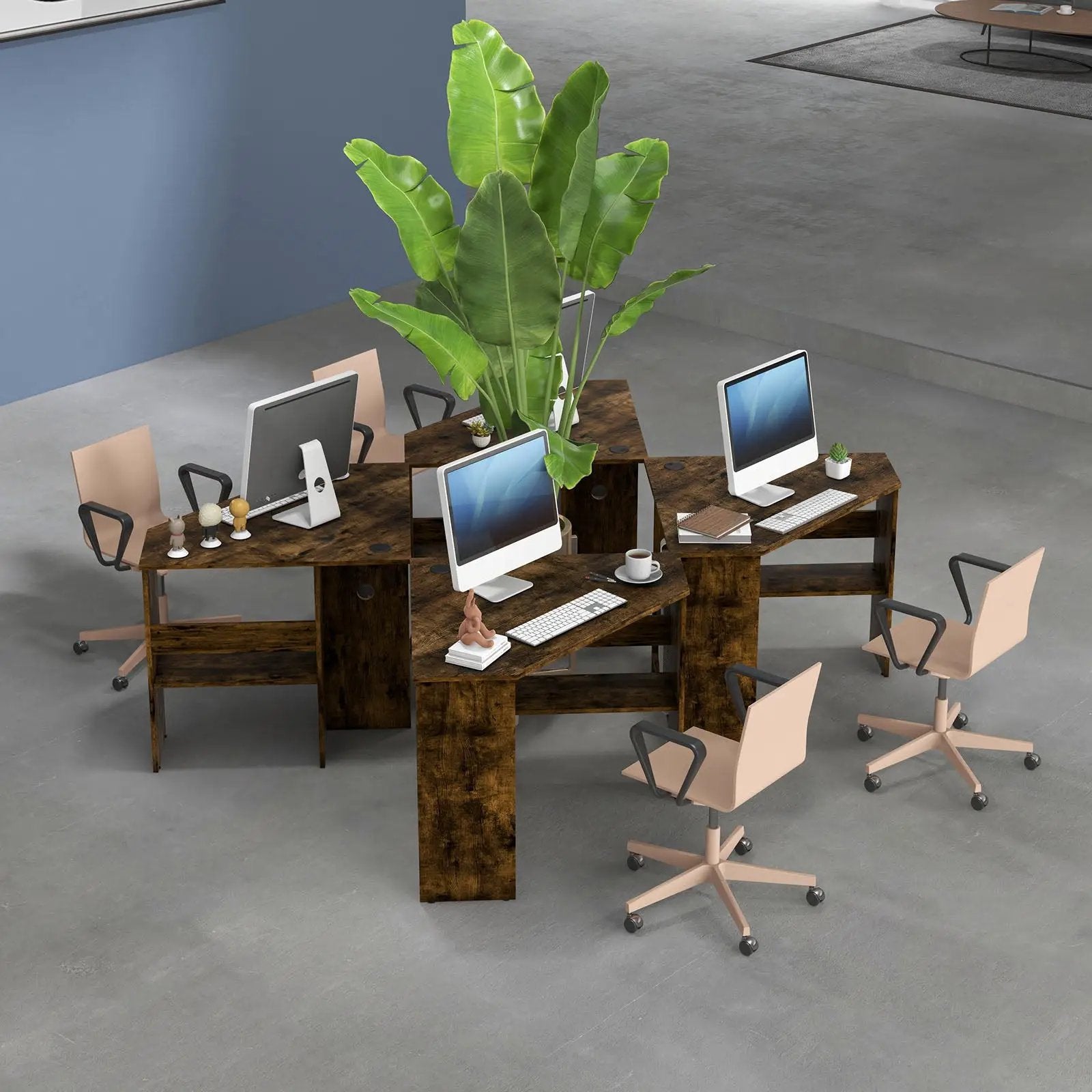 Corner Computer Desk with Storage Shelf - Triangle Design by DirectDeals