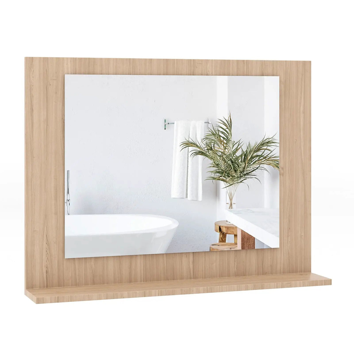 Rectangle Bathroom Mirror with Shelf 23.5 x 17.5 Inch and Wood Frame by DirectDeals