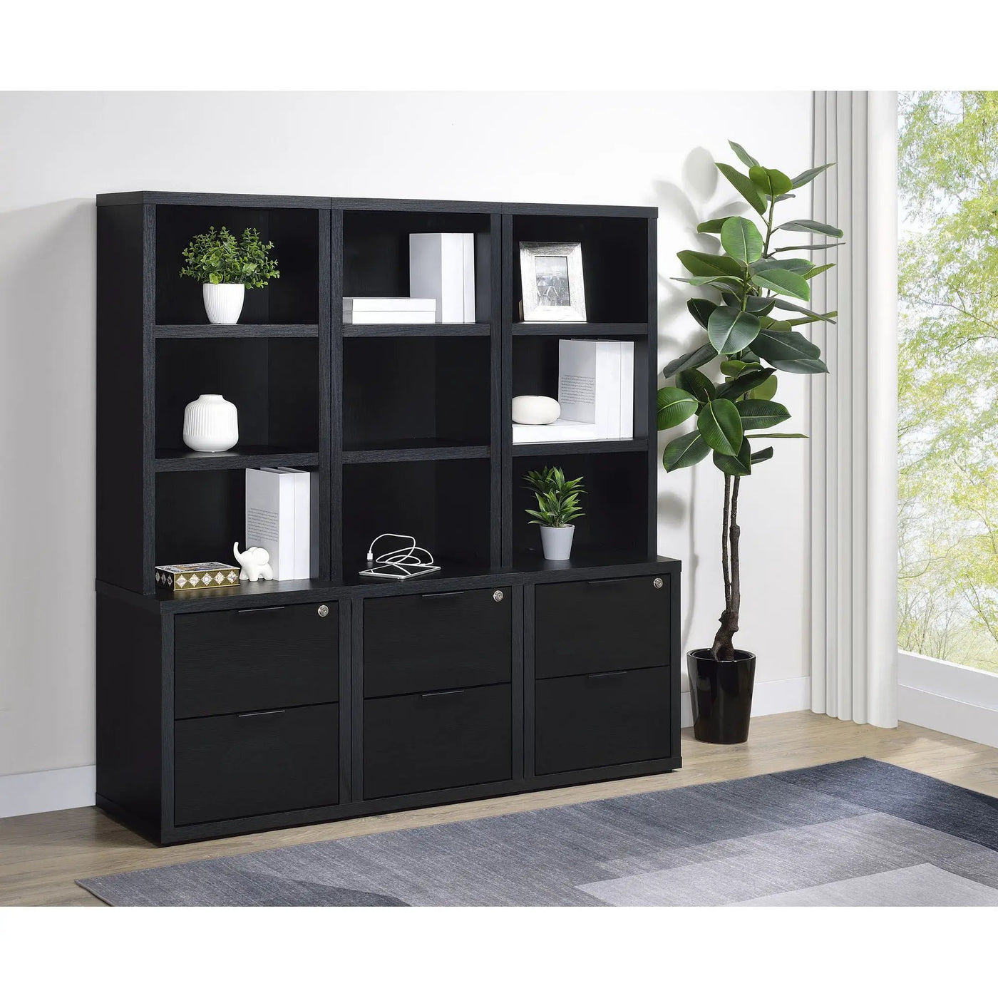 Geary - 3 Piece Wall Unit Bookcase Set With USB Storage by HouseOfZazla