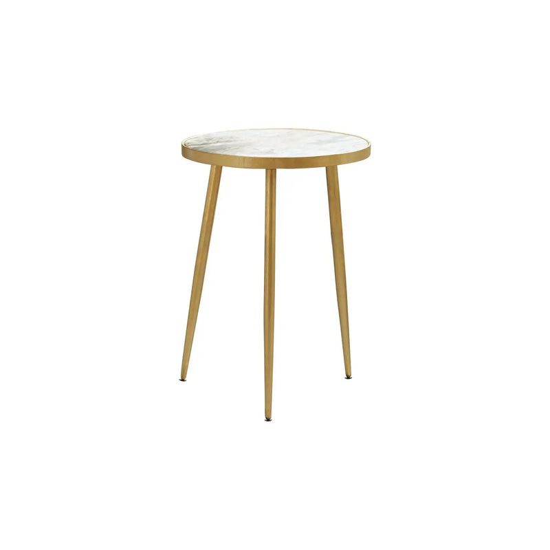 Delilah - Marble And Table Elegant Round Design With Polished - White / Gold by HouseOfZazla