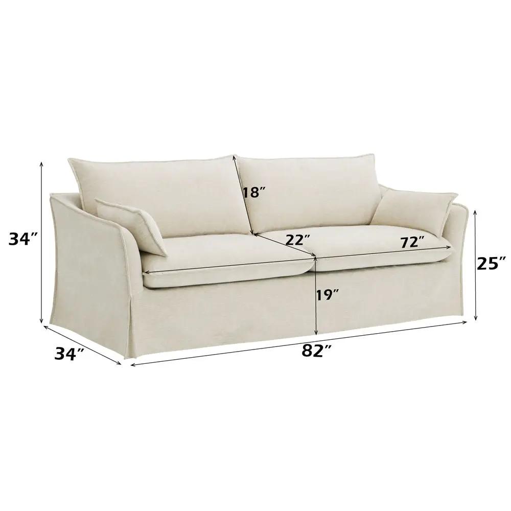 Shane - Sofa With 2 Pillows - Beige Linen by Unique Piece Furniture