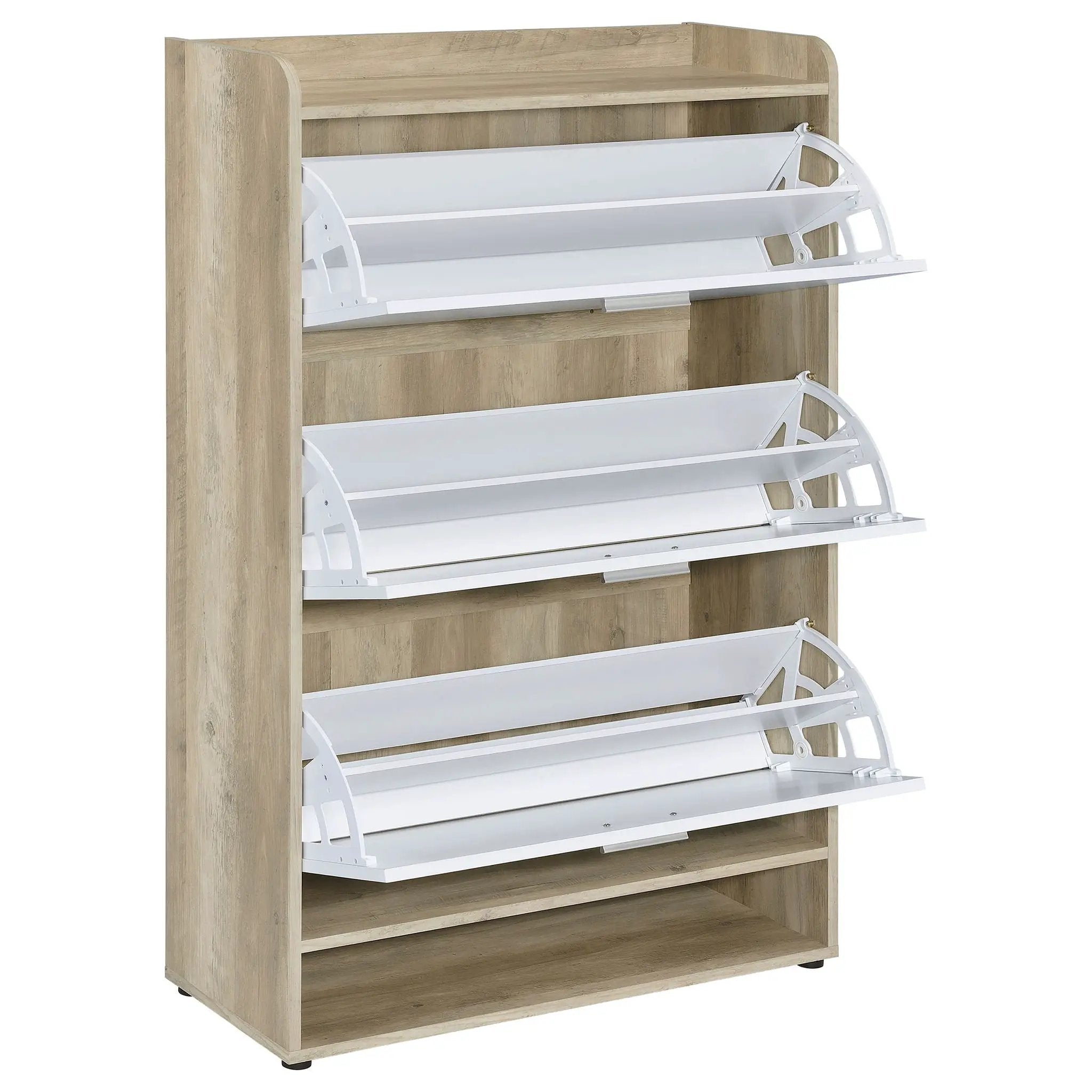 Denia 3-tier Engineered Wood Shoe Cabinet White by Unique Piece Furniture