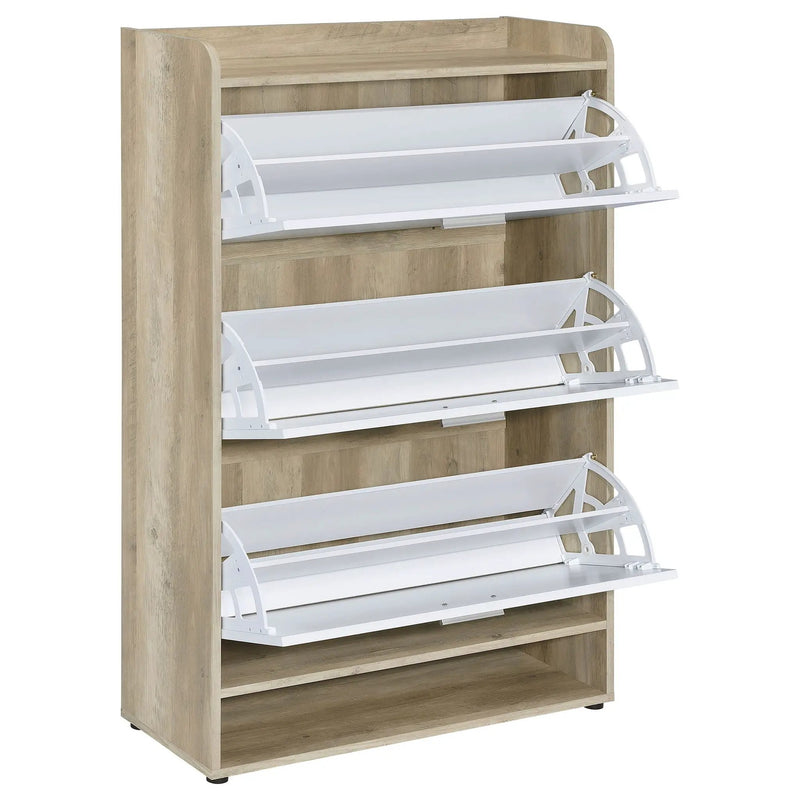 Denia 3-tier Engineered Wood Shoe Cabinet White by Unique Piece Furniture