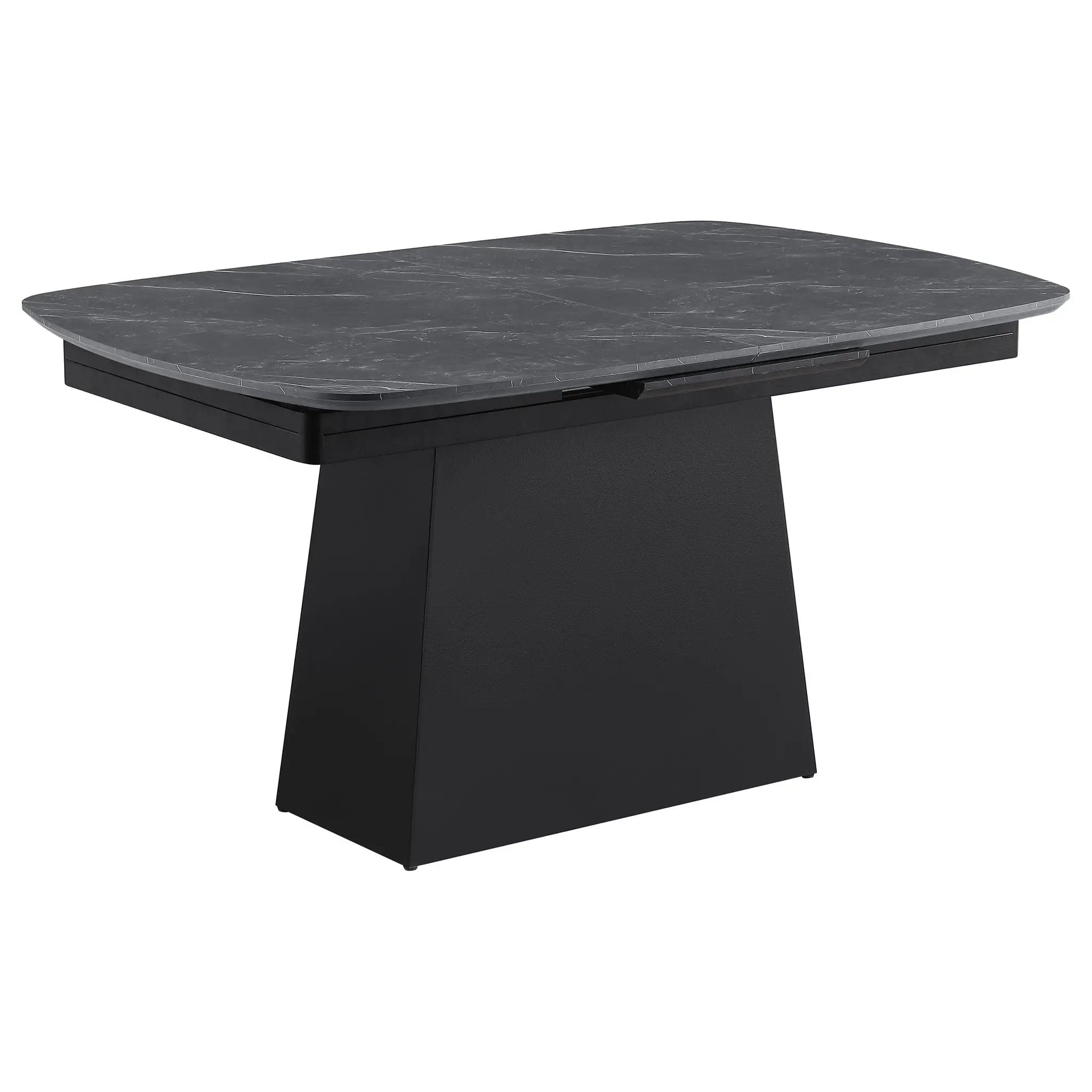Potero 73-inch Faux Marble Extension Leaf Dining Table Black by Unique Piece Furniture