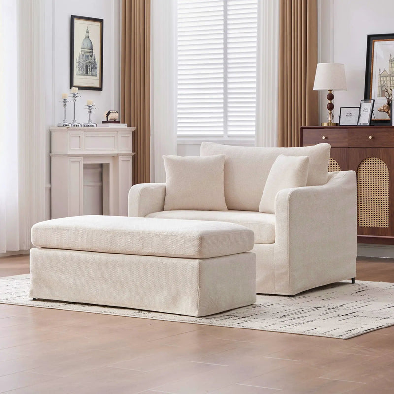 Accent Chair With Ottoman, Includes 2 Bolster Pillows by Unique Piece Furniture