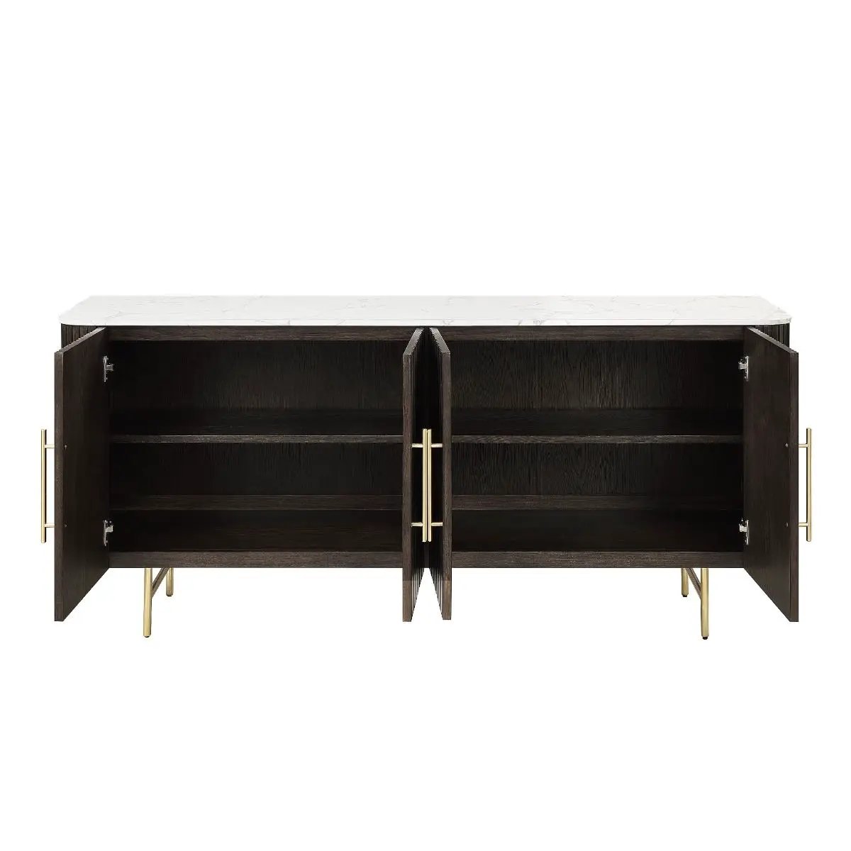Clayten - Server - White Natural Marble Top & Espresso by Unique Piece Furniture