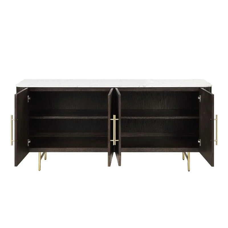 Clayten - Server - White Natural Marble Top & Espresso by Unique Piece Furniture