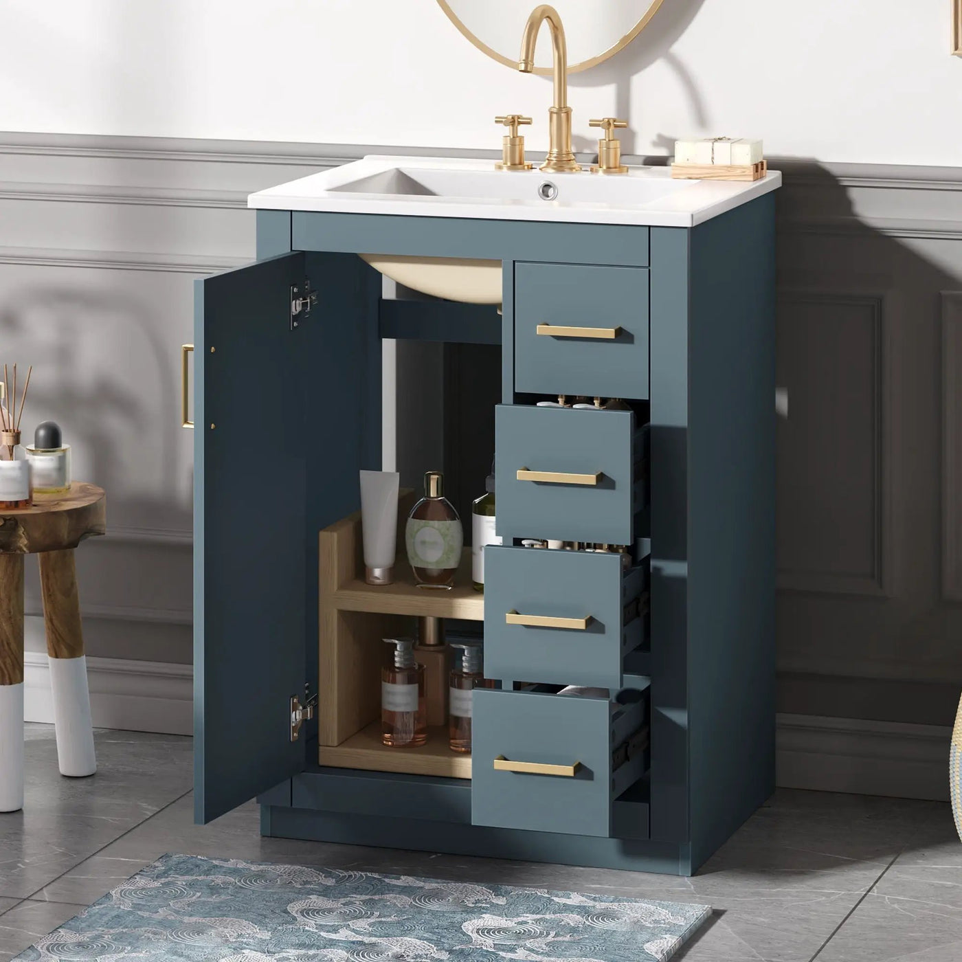 Modern Bathroom Vanity With 1 Door And 3 Drawers by Unique Piece Furniture