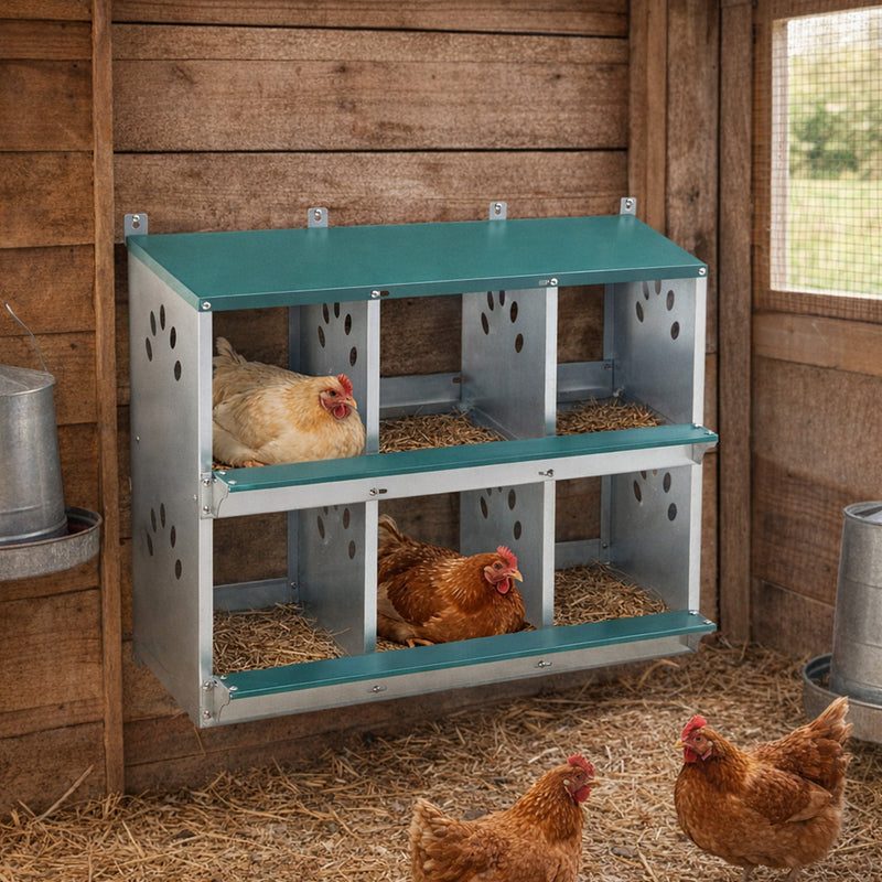 Chicken Nesting Box, 6 Room Metal Nesting Boxes for Chicken by HouseOfZazla