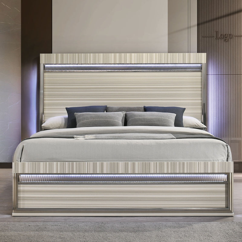 Leonor - Bed With LED Headboard And Footboard by HouseOfZazla