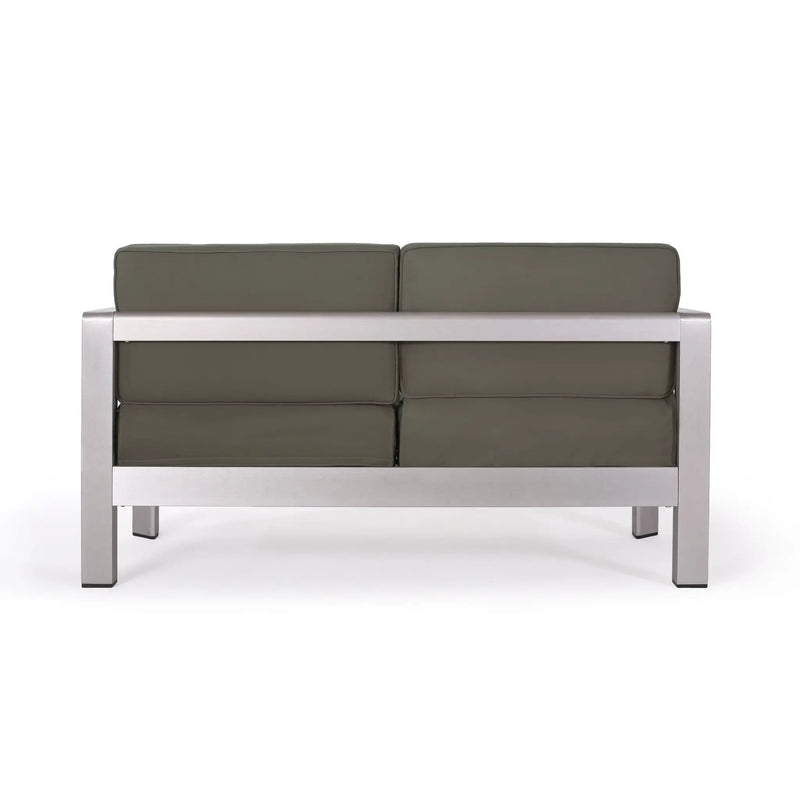 Outdoor Aluminum Loveseat – Low-Profile Patio Seating with Deep Cushions by HouseOfZazla