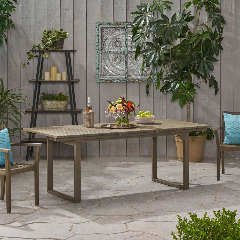 Outdoor Expandable Acacia Wood Dining Table With U-Shaped Leg by HouseOfZazla