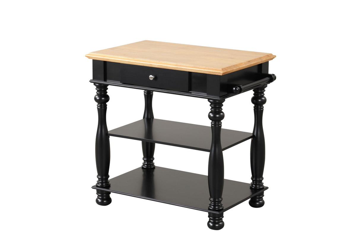 Black Kitchen Island with Cutting Board and Storage Shelves, photo 3 of 5