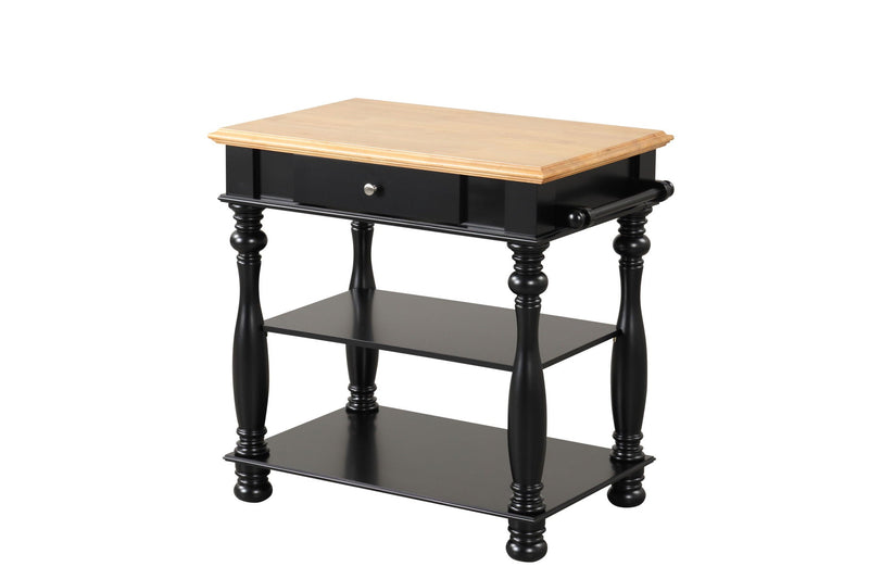 Black Kitchen Island with Cutting Board and Storage Shelves, photo 3 of 5