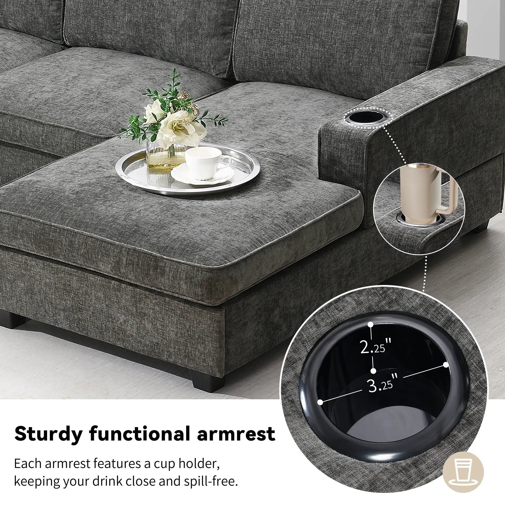 117.5" U-Shaped Sectional Sofa by HouseOfZazla