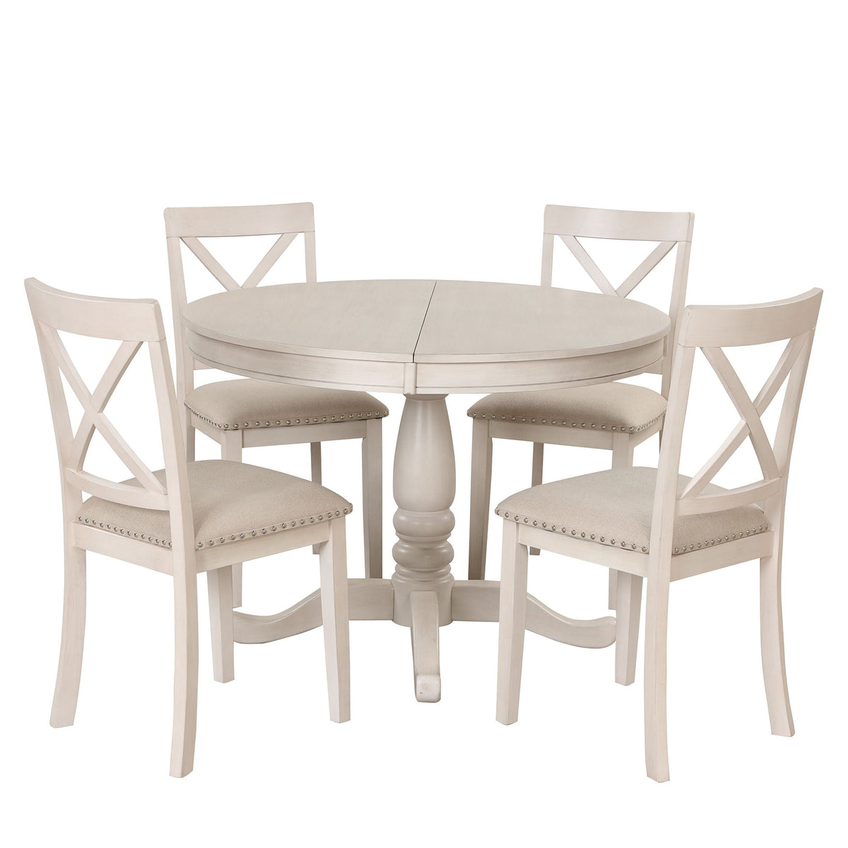 Modern Dining Table Set for 4 with Curved Back Chairs - Beige or Light Brown, photo 34 of 40